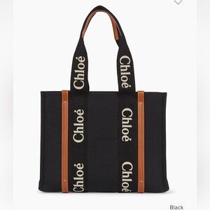 Chloé Medium Woody Linen Canvas Tote